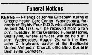 Jennie Kerns obit